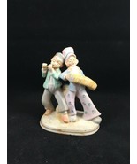 Occupied Japan Figurine Two Musicians / Street Performers Flute Accordian - $13.43 CAD