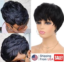 Short Pixie Wigs Brazilian Human Hair Pixie Cut Wigs Short Cute Wigs Natural Wig - £18.82 GBP