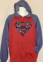 Men&#39;s Superman Hoodie Size M L Zip up Hooded Sweatshirt NEW Justice Leag... - £29.63 GBP