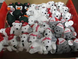 Coca-Cola Brand Original Box 36 Plush Bean Bag Animals Polar Bear Seal Penguin - $88.61