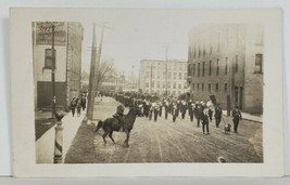 Rppc Parade of Men with Dog Leading the Way c1910 Real Photo Postcard N19 - $19.95
