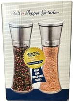 Salt and Pepper Grinder Set - 2 Pack - Pepper Mill, Salt Grinder, Refillable - £19.82 GBP