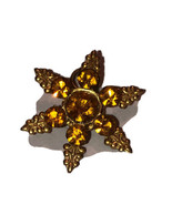 Star Shaped Pendant Small Charm With Gold Accents &amp; Costume Amber Jewels - $4.87