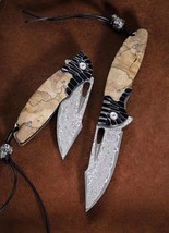 Handmade 85 Layer Damascus Pocket Knife Hunting Survival Folding Ball Bearing - £88.30 GBP