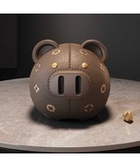 Luxury Designer Piggy Bank with Monogram Pattern, Premium Brown Leather-... - $3,678.44 MXN