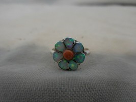 Zuni inlaid Flower sterling silver  Ring Sherry Shebola   Size 3 1/2     41822 - £24.45 GBP