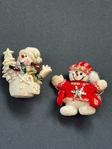 Lot of White Resin Snowman in Red Sparkly Snowflake Sweater or Wrapped in Christ - £9.02 GBP