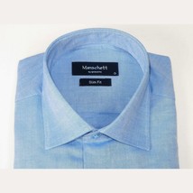 Mens 100% Cotton Shirt From Turkey Manschett by Quesste Slim Fit 4029-08 Blue image 2