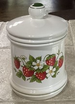 Vintage 1970s Sears Strawberry Fields Ceramic Canister with Lid Sears Ja... - £18.92 GBP