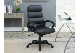 Black Faux leather Cushioned Upholstered 1pc Office Chair Adjustable Hei... - £155.66 GBP
