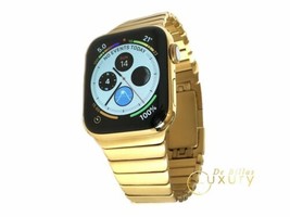 24K Gold Plated 45MM Apple Watch Series 8 With Gold Plated Link Band Gps Lte - $1,139.05