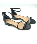 14th &amp; Union Womens Sandals Ankle Strap Low Block Heel Faux Leather Black 7 - £23.10 GBP
