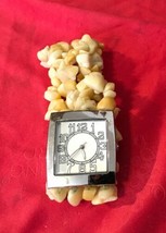 Square Watch w/ Cream Stone Bracelet Band - $14.01