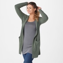 Barefoot Dreams Hooded Cardigan Women XS CozyChic Lite Green Open Front ... - $27.99