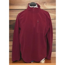 LL Bean Fleece Pullover Jacket Mens Large Burgundy Red Sweater Long Sleeve Zip - $36.47