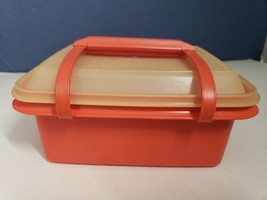 Vtg Tupperware Pack N Carry Lunch Box Lid &amp; Handle 1254-5 Made in USA - £8.17 GBP