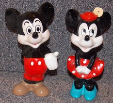Vintage Disney Mickey &amp; Minnie Mouse Porcelain 5 1/2 inch Tall Figurines - £39.86 GBP