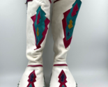Vtg L J Simone White Leather Boots Aztec Native Southwest Tassels Size 7B - £53.34 GBP