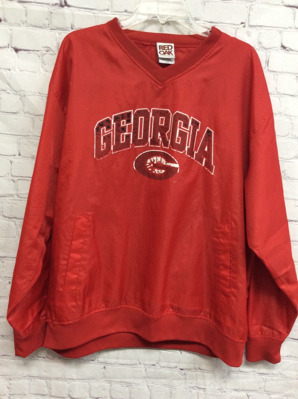 UGA Georgia Bulldogs Red Oak Mens V-Neck Long Sleeve Pocket Windbreaker ... - $7.91