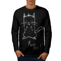 Cat Offensive Joke Funny Tee Cute Kitten Men Long Sleeve T-shirt - £12.08 GBP