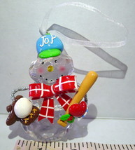 JOY Snowman Baseball Player Sports Acrylic hanging ornament 2005 - $14.80