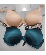 Victoria’s Secret 32D Bra&#39;s Bombshell add 2 Cups Tan/Green Padded Bra Pu... - $59.97