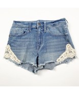 Mossimo Denim High Rise Womens Shorts Blue Size 2/26 Floral Lace Medium ... - $7.71