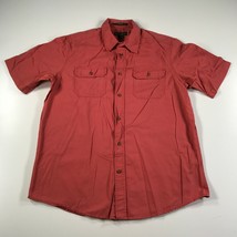 Eddie Bauer Shirt Mens L Salmon Red Pink Button Down Cotton Classic Fit Short S - $18.69