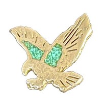 Eagle Lapel Pin Tie Tack Turquoise &amp; Silver Tone Pewter Southwest Flying Eagle - £10.21 GBP