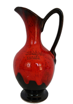 Vtg ceramic red &amp; black lava glaze MCM Thousand Islands NY souvenir pitcher jug - £23.88 GBP