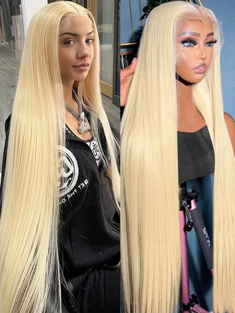 30 40 inch 13x4 13x6 613 Blonde Lace Front Human Hair Wig Bone Straight HD - £85.01 GBP+