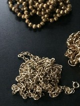 Vintage Lot of Super Long Goldtone Open Oval Twist &amp; Ridged Bead Chains ... - £11.05 GBP