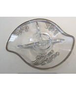  Vintage Candy Dish Silver Trim  Floral Design 3 Chambers Dish 50s 60s R... - £14.80 GBP