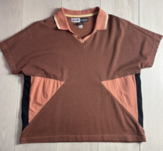 Jamie Sadock Golf Large Short Sleeve Shirt Cotton Polyester V-Neck Vintage Brown - £7.86 GBP