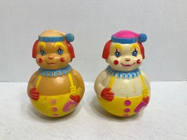 (2) Vintage 70’s Plastic Roly Poly Clown Rattle Wobble Baby Toy The First Years - £18.00 GBP