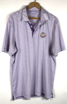 Johnnie O Crest Invitational Polo Shirt Large Mens Purple White Stripe Golf S/S - £44.15 GBP