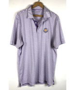 Johnnie O Crest Invitational Polo Shirt Large Mens Purple White Stripe G... - £43.71 GBP