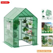 Walk-in Greenhouse for Outdoors with Heavy Duty Steel Frame Green 55x55x... - $183.10