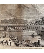Fairmount Bridge Phila 1876 World Fair Centennial Expo Victorian Woodcut... - $96.12 CAD