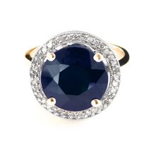 14K Solid Gold Ring With Natural Diamonds &amp; Sapphire - £1,025.64 GBP