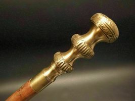Vintage Antique Style Brass Wooden Victorian Walking Stick Cane Spiral C... - £27.70 GBP