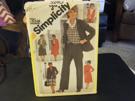 Simplicity 5240 Unlined Jacket Lined Vest Pants Skirt Blouse Tie Pattern... - $9.70
