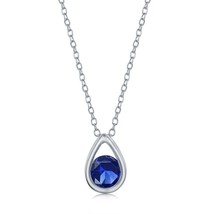 Pearshaped Necklace w/Round &#39;September Birthstone&#39; Sapphire - £31.12 GBP
