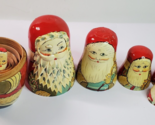 Russian Nesting Dolls Set Of 6 Santa Claus Handpainted Wooden Vintage - $36.58