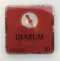 Vintage  DJARUM CIGARETTE Tobacco EMPTY Tin Red Square w Original Foil - £18.80 GBP