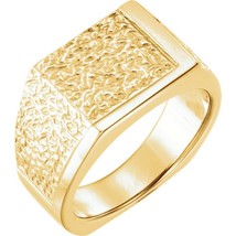 14K Yellow Gold Men&#39;s Signet Nugget Ring - £1,822.02 GBP+