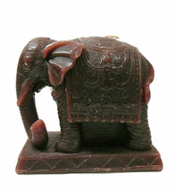 Detailed ELEPHANT CANDLE Brown / Burgundy Wax Ornate Hindu Boho Decor 3&quot;... - $16.00
