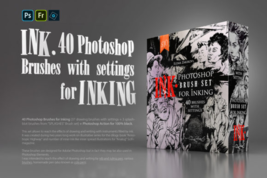 INK. 40 Photoshop Brushes + Action - $14.00