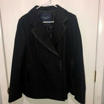 American Eagle Outfitters Wool Blend Double Breasted Pea Coat Black LARGE - $301.34 MXN