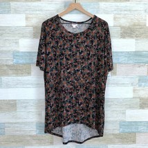 LuLaRoe Irma High Low Tunic Top Black Pink/Red Floral Print Womens Small - £15.31 GBP